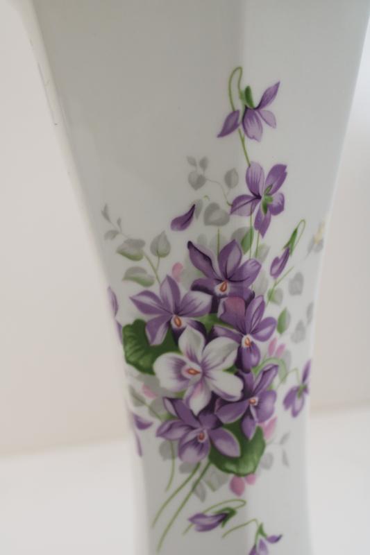 photo of Danbury Mint vintage Aynsley England bone china vase w/ purple & white violets #6