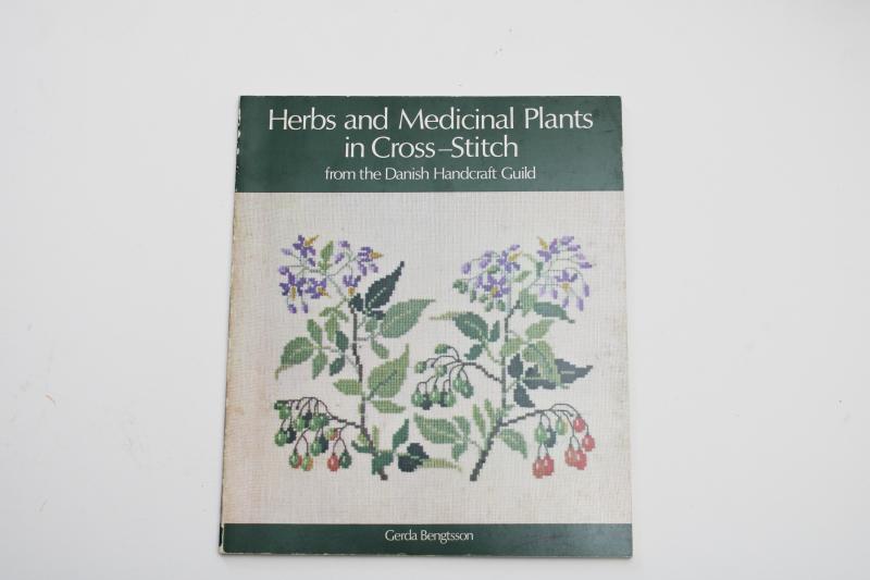 photo of Danish Handcraft Guild book of embroidery w/ charted cross stitch designs, herbs & flowers #1