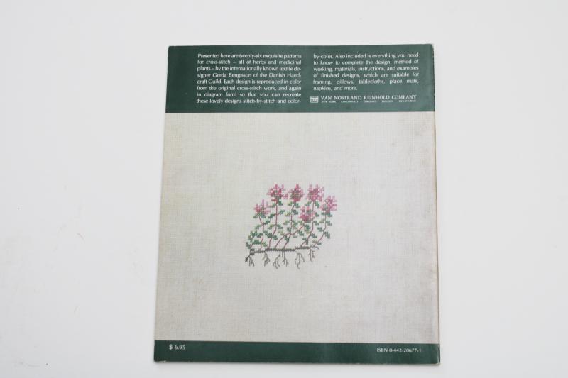 photo of Danish Handcraft Guild book of embroidery w/ charted cross stitch designs, herbs & flowers #2