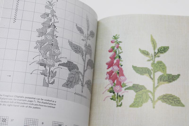 photo of Danish Handcraft Guild book of embroidery w/ charted cross stitch designs, herbs & flowers #4