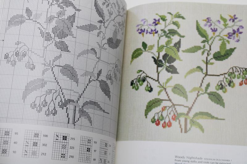 photo of Danish Handcraft Guild book of embroidery w/ charted cross stitch designs, herbs & flowers #5