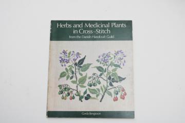 catalog photo of Danish Handcraft Guild book of embroidery w/ charted cross stitch designs, herbs & flowers