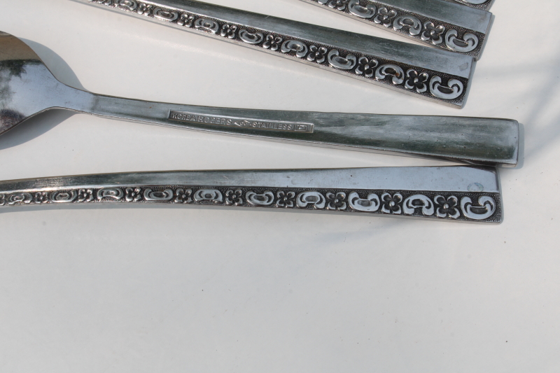 photo of Danish Mode vintage stainless flatware mod floral pattern Stanley Roberts Rogers Korea #2