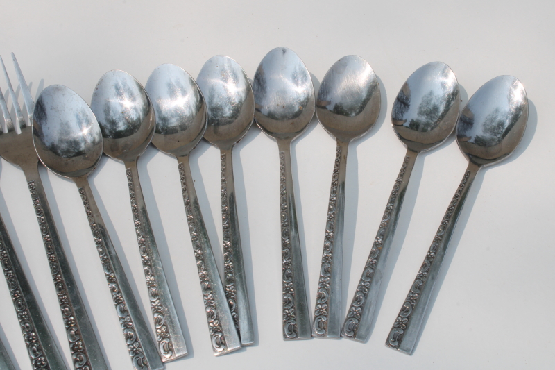 photo of Danish Mode vintage stainless flatware mod floral pattern Stanley Roberts Rogers Korea #3