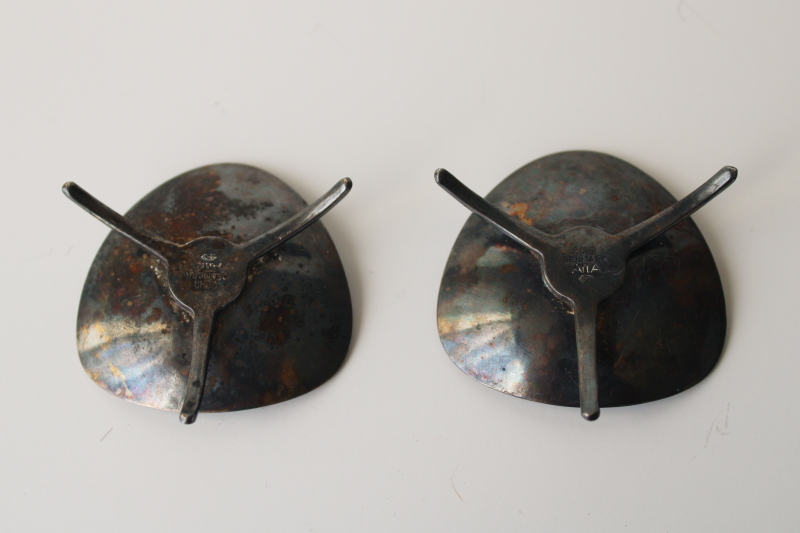 photo of Danish modern candle holders for tiny skinny tapers, vintage Cohr Atla Denmark silver plate  #4