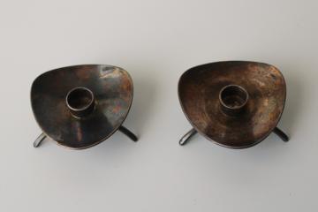 catalog photo of Danish modern candle holders for tiny skinny tapers, vintage Cohr Atla Denmark silver plate 