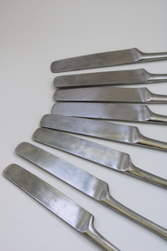photo of Dansk France vintage stainless flatware, 8 dinner knives Thistle pattern art deco modern minimalist #3