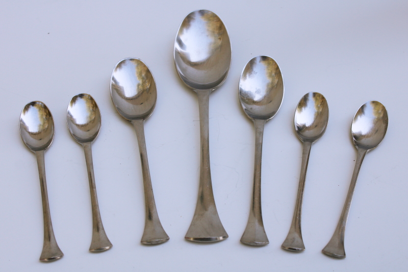 photo of Dansk France vintage stainless flatware, assorted spoons Thistle pattern art deco modern minimalist #1