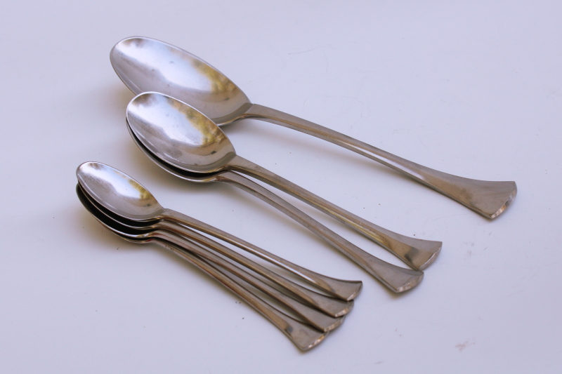 photo of Dansk France vintage stainless flatware, assorted spoons Thistle pattern art deco modern minimalist #6