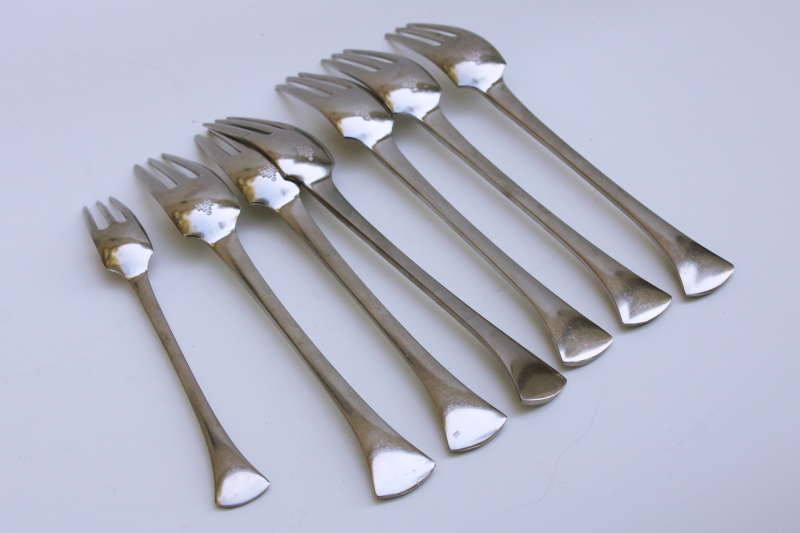 photo of Dansk France vintage stainless flatware, six dinner forks Thistle pattern art deco modern minimalist #3