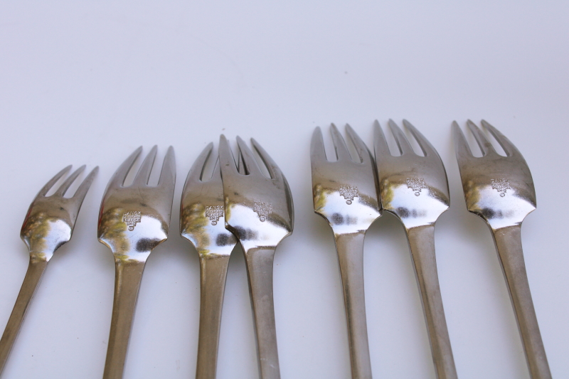photo of Dansk France vintage stainless flatware, six dinner forks Thistle pattern art deco modern minimalist #4