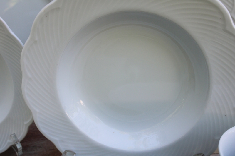 photo of Dansk Japan Blanc white embossed scalloped shape dinnerware set for two plates bowls mugs #4