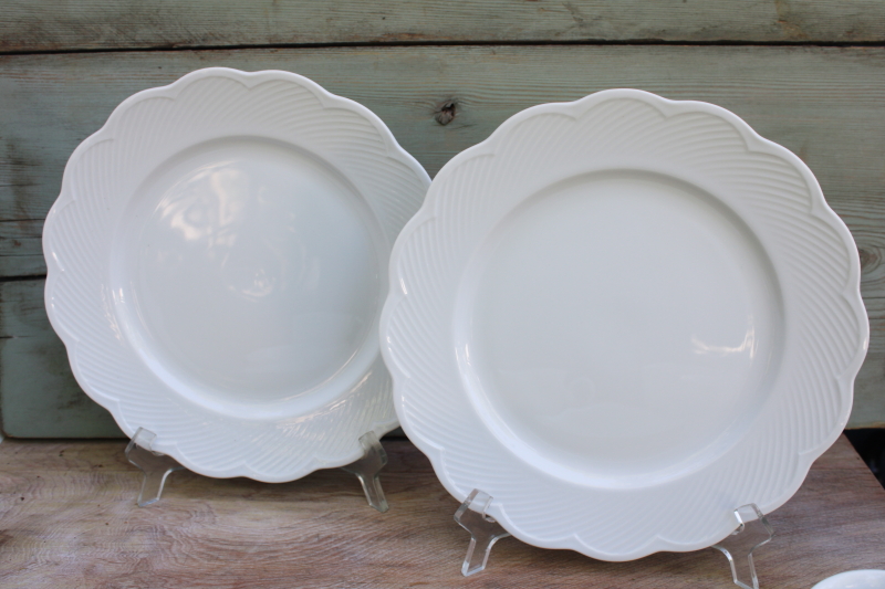 photo of Dansk Japan Blanc white embossed scalloped shape dinnerware set for two plates bowls mugs #6