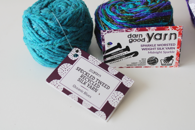 photo of Darn Good Yarns recycled silk yarn lot four 50 gram balls different colors textures  #3