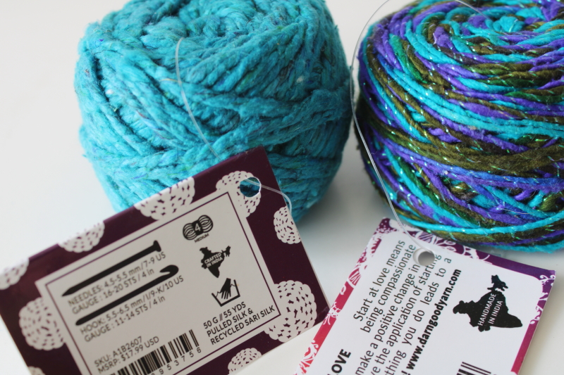 photo of Darn Good Yarns recycled silk yarn lot four 50 gram balls different colors textures  #4