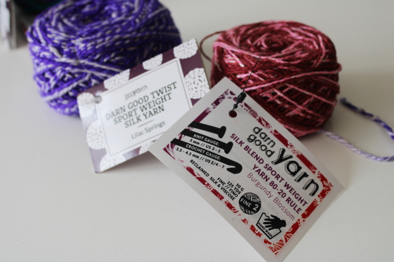 photo of Darn Good Yarns recycled silk yarn lot four 50 gram balls different colors textures  #7