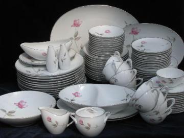 catalog photo of Dawn Rose pink floral Japan china vintage dinnerware, dishes set for 12