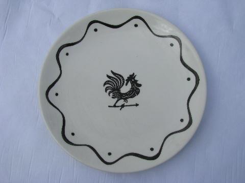 photo of Daybreak vintage Royal china bread & butter plates, black rooster #2