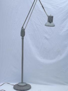 catalog photo of Dazor floating fixture work light, vintage industrial floor lamp 