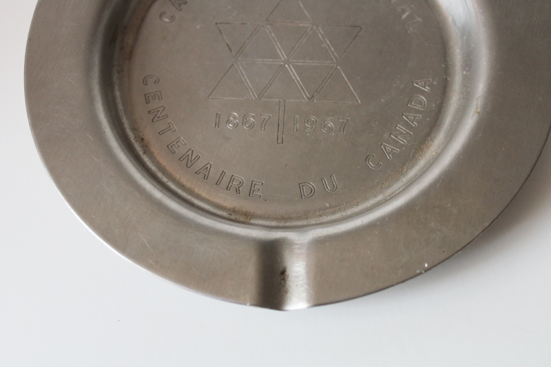 photo of DeLaval dairy equipment advertising Canada Centennial 1867 1967 vintage stainless steel ashtray  #3