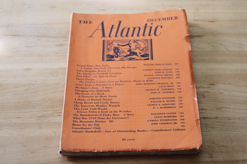 photo of December 1932 vintage issue of The Atlantic magazine, complete w/ ads #1