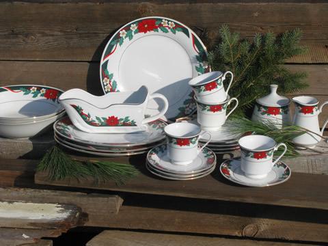 photo of Deck the Halls Christmas holiday dishes for 4, Tienshan china #1