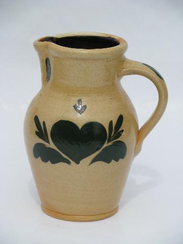 photo of Delavan Wisconsin Shadowlawn Pottery stoneware pitcher #1