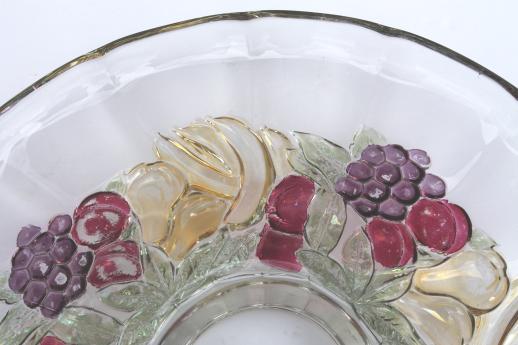 photo of Della Robbia fruit wreath cake plate or low stand, colored stain banana fruits #4