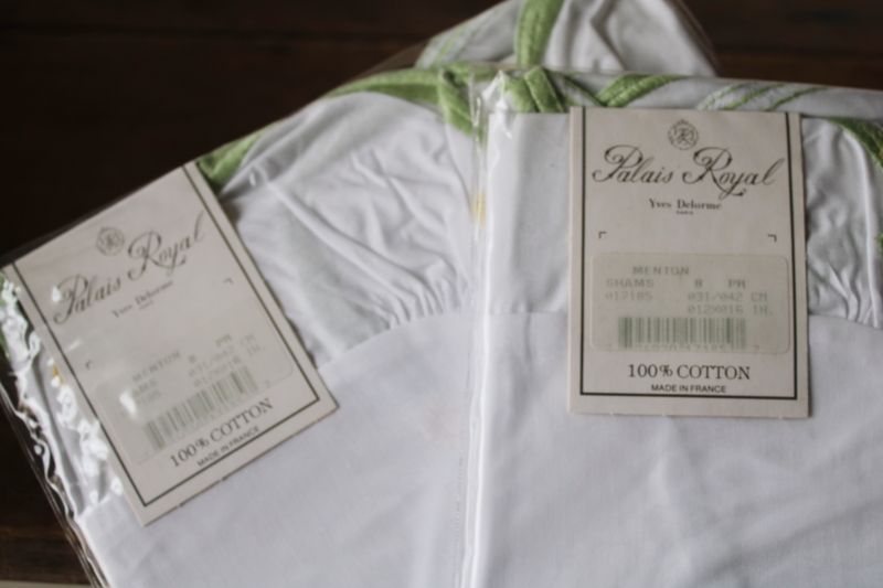 photo of Delorme France luxury cotton bedding, mint in package twin sheets sets w/ pillow shams, mimosa yellow floral #3