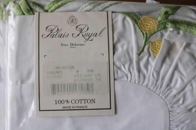 photo of Delorme France luxury cotton bedding, mint in package twin sheets sets w/ pillow shams, mimosa yellow floral #4