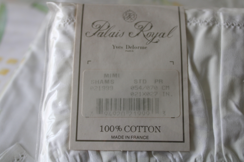 photo of Delorme France luxury cotton bedding, mint in package twin sheets sets w/ pillow shams, mimosa yellow floral #12