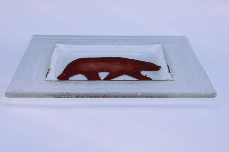 photo of Denali tray copper bear fused art glass modern design Johannes made in Alaska #3