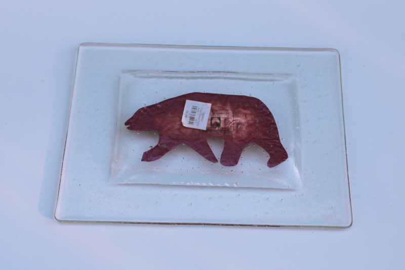 photo of Denali tray copper bear fused art glass modern design Johannes made in Alaska #4