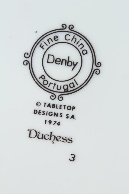 photo of Denby Duchess china, 70s vintage Portugal pottery dinner plates set of six #6