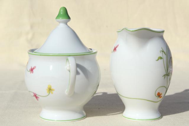 photo of Denby Duchess china, 70s vintage floral print pattern cream & sugar set #6