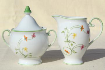 catalog photo of Denby Duchess china, 70s vintage floral print pattern cream & sugar set