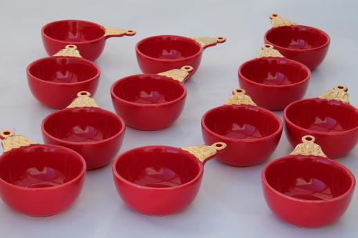 photo of Department 56 Christmas ball bowls, set of 12 red ornament shaped dishes #1