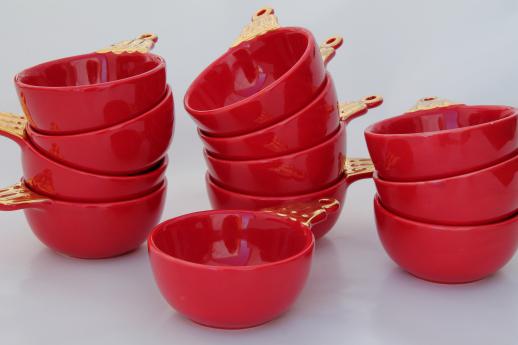 photo of Department 56 Christmas ball bowls, set of 12 red ornament shaped dishes #2