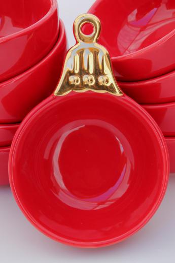 photo of Department 56 Christmas ball bowls, set of 12 red ornament shaped dishes #4