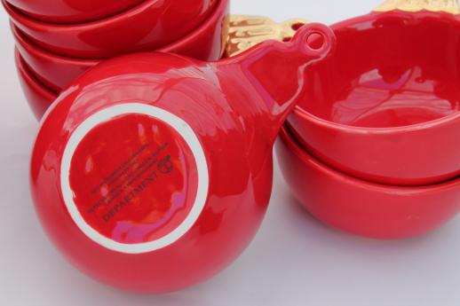 photo of Department 56 Christmas ball bowls, set of 12 red ornament shaped dishes #5