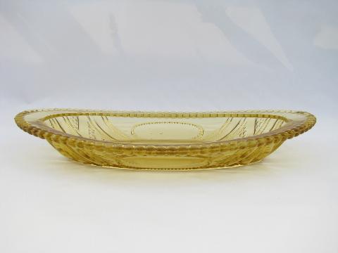 photo of Depreesion yellow vintage glass celery or relish dish, candlewick bead edge #2