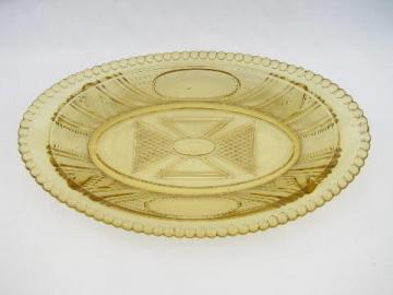 catalog photo of Depreesion yellow vintage glass celery or relish dish, candlewick bead edge