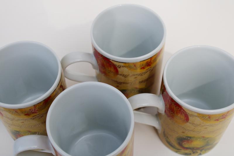 photo of Dept 56 Pears & Apples pattern mugs, autumn pumpkin spice season coffee or cider cups #3