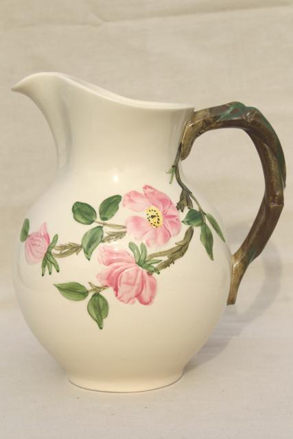 photo of Desert Rose Franciscan pottery, large china pitcher vintage USA backstamp #2