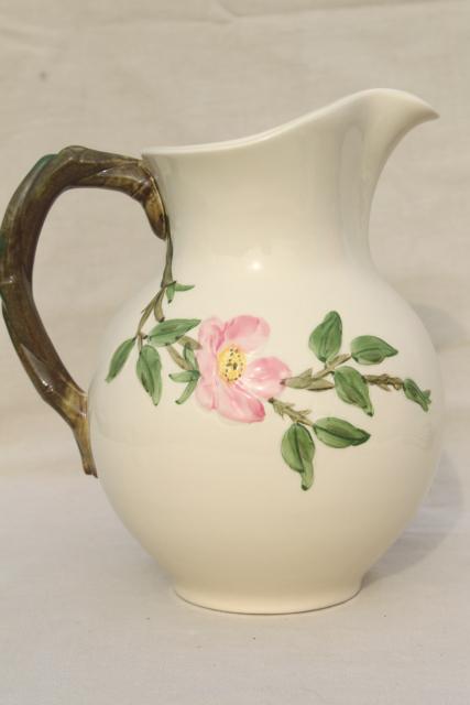 photo of Desert Rose Franciscan pottery, large china pitcher vintage USA backstamp #4