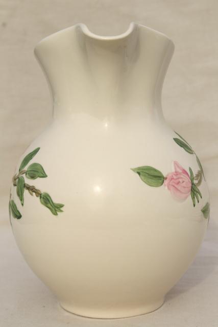 photo of Desert Rose Franciscan pottery, large china pitcher vintage USA backstamp #5