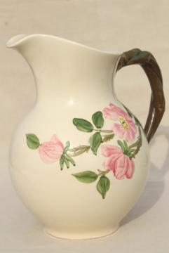 catalog photo of Desert Rose Franciscan pottery, large china pitcher vintage USA backstamp