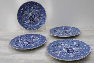 catalog photo of Devon Cottage blue & white floral salad plates Johnson Brothers china set for 4