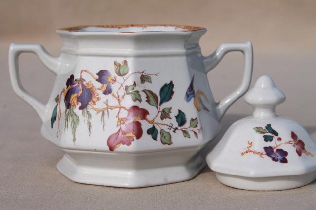 photo of Devon Rose Wedgwood china cream pitcher & sugar bowl set, 1970s vintage #3