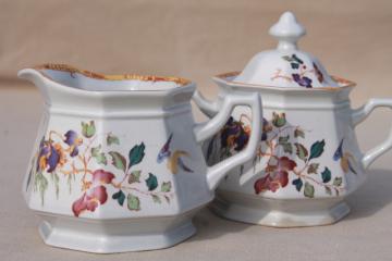 catalog photo of Devon Rose Wedgwood china cream pitcher & sugar bowl set, 1970s vintage